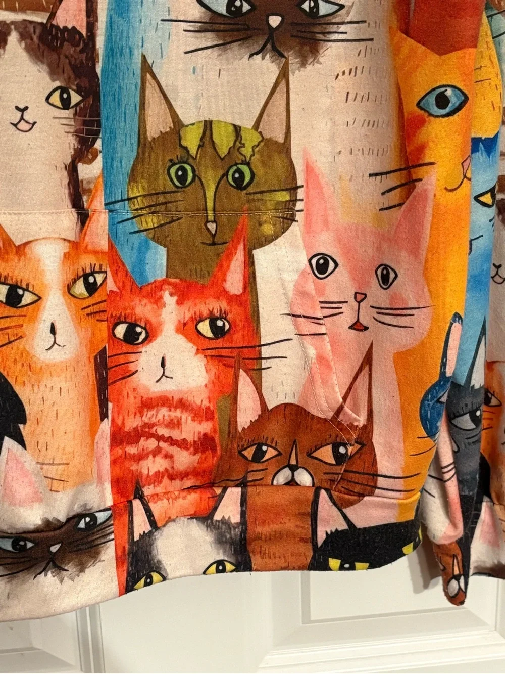 Colorful Cats Print Pet Hoodie - Multi-Colored small adult